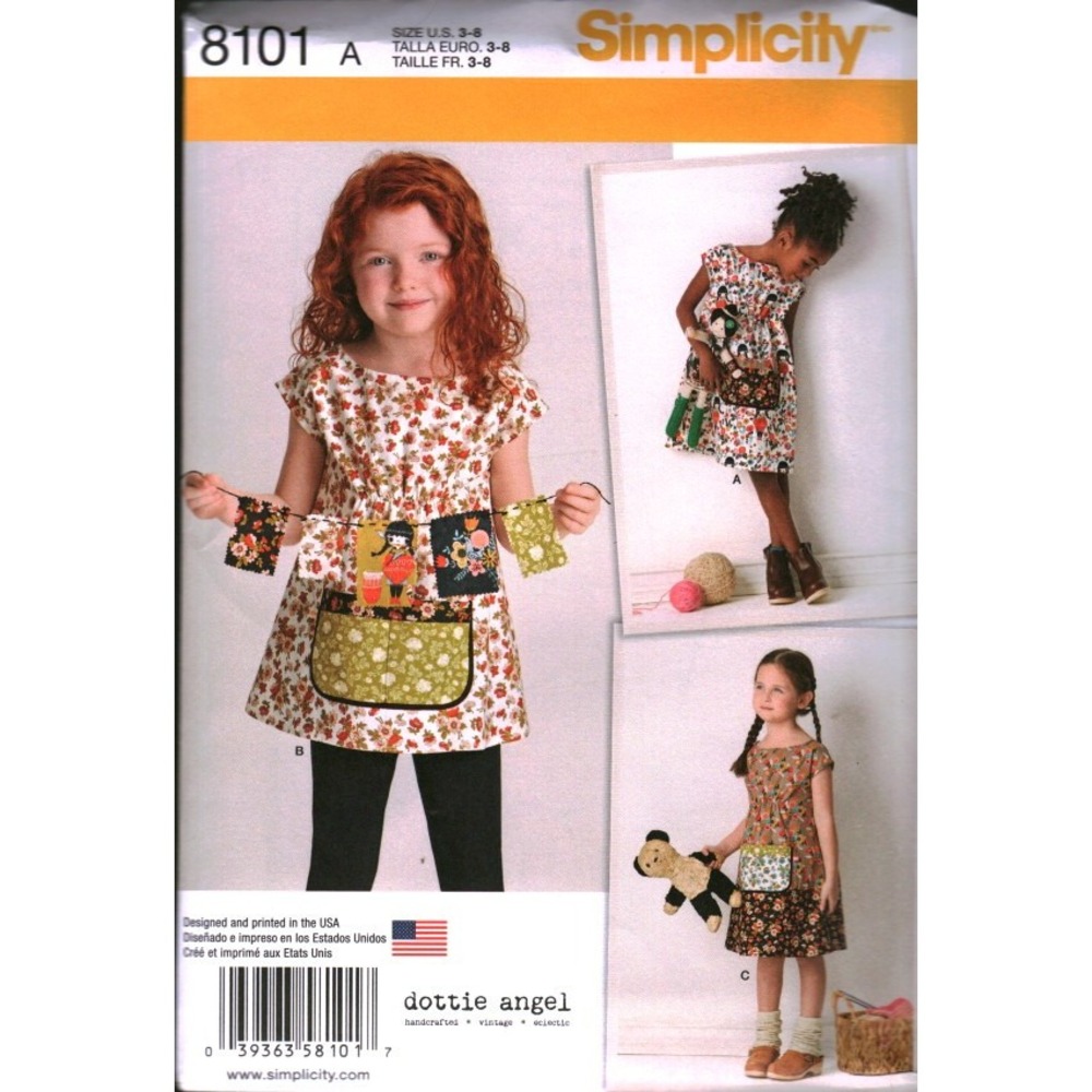 Simplicity 8101 Dottie Angel Child Dress Tunic Sewing Pattern Size 3-8 Uncut